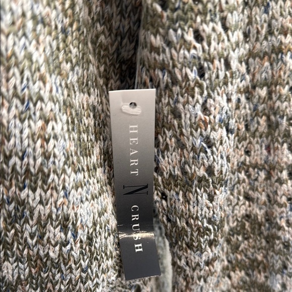 Heart N Crush Medium Women's Off-Shoulder Knit Sweater Green Gray - Picture 4 of 11